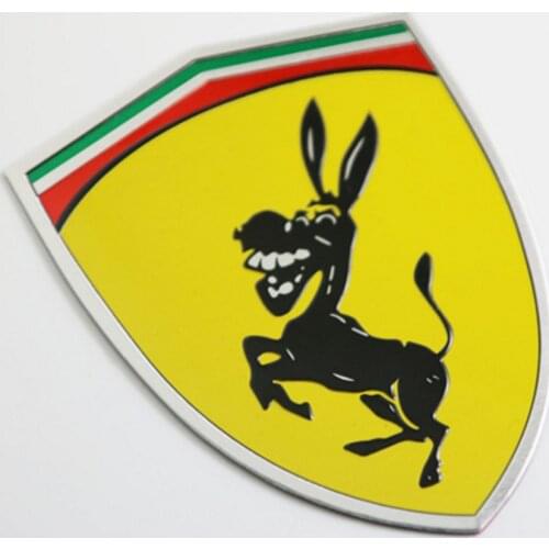 3D Metal Donkey Car Window Bumper Body Sticker Badge Emblem Logo Decal Accessories Fit Italy Flag Color For Ferrari Ford Mustang