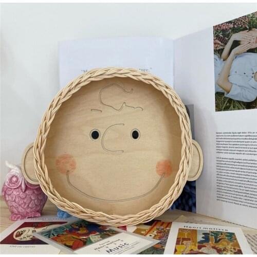 Cute Storage Baskets DIY Handmade Woven Storage Organizer Fruit Snack Trays Nordic Style Decorative Photo Props for Children