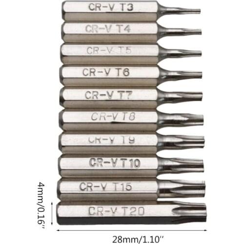 10PCS CR-V Torx Screwdriver Bits Set T3 T4 T5 T6 T7 T8 T9 T10 T15 T20 Mobile Repair Bit Plum Blossoms Repairing Head C5AC