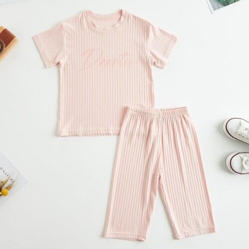 2-12 Years Solid Color Baby Clothes Set Summer Casual Pajamas Boys Girls Clothes 2PCS Baby Pajamas Unisex Kids Clothing Sets