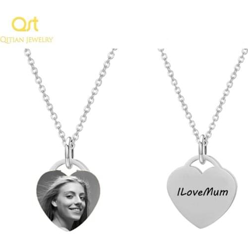 Personalized Stainless Steel Engraved Necklace&Pendants Heart Custom Name Necklaces ID Memorial Photo Mothers Day gift Jewelry