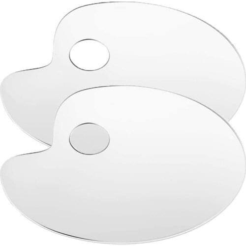 2Pcs Acrylic Artist Paint Palette 11.8 x 7.9 Inch Clear Oval Paint Palette Easy Clean Art Paint Pallet