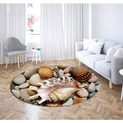 Beach Stone Print Polyester Area Rugs Round Mats for Living Room Bedroom Children Bedroom Rugs Carpets Computer Chair Floor Mats