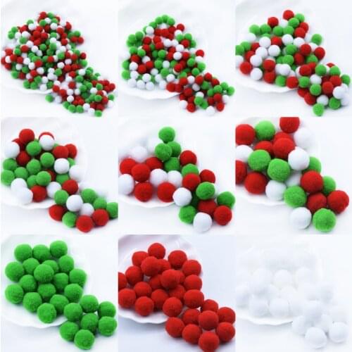 8mm-30mm Pompoms Balls White Red Green for DIY Party Home Garden Wedding Christmas Decor Garment Sewing Kids Toys Accessories