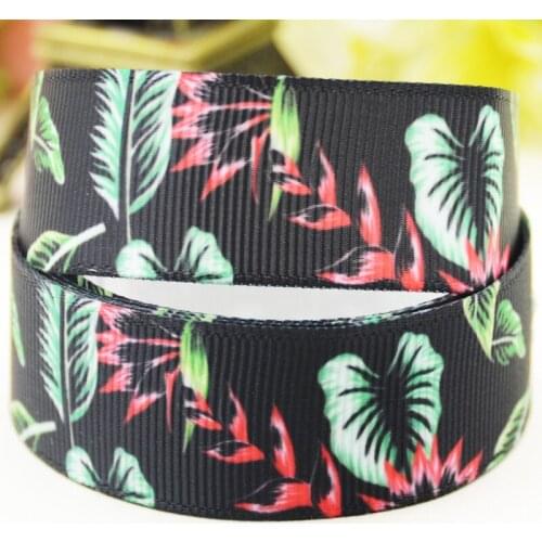 22mm 25mm 38mm 75mm Flower printed Grosgrain Ribbon party decoration 10 Yards X-04460