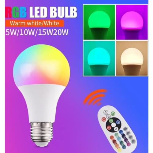 RGB W/WW Lamp Bulb Remote Control Bulb 5w/10w/15w/20w Color Changing Atmosphere Light Led RGB White Decorative Home Lamp