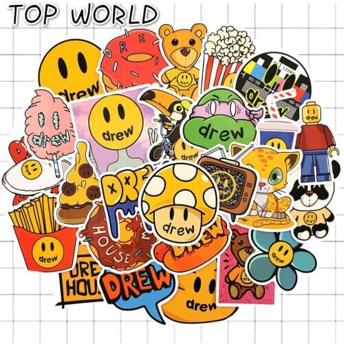 10/50pcs/lot Justin Bieber Drewhouse Fashion Brand Waterproof Sticker Trolley Case Graffiti Sticker For Laptop Skateboard Car