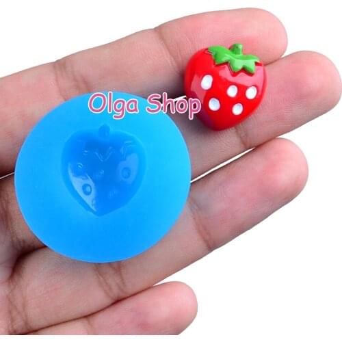 SYL059 16.9mm x 15.6mm Strawberry Silicone Mold Fondant Cake Decoration Candy Resin Clay DIY Earrings Pendant Craft Candle Soap