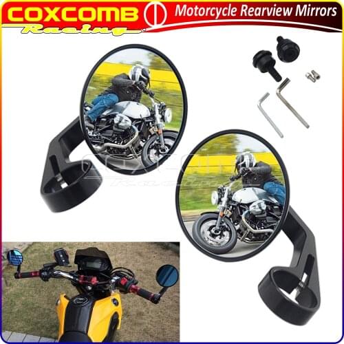 Motorbike Round Rearview Mirror Universal 12mm Bolt Handlebar Side Mirrors For BMW R nineT Scrambler Pure Urban Racer F 800R HP4