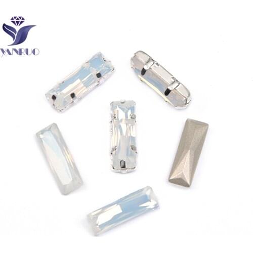 YANRUO 4547 Princess Baguette White Opal K9 Crystal Sewing Diamond Rhinestones In The Frame Stones For Wedding Dresses