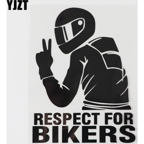 YJZT 12.1CMX16.4CM Lovely Respect For Bikers Decal Vinyl Car Sticker Black/Silver 8A-1002