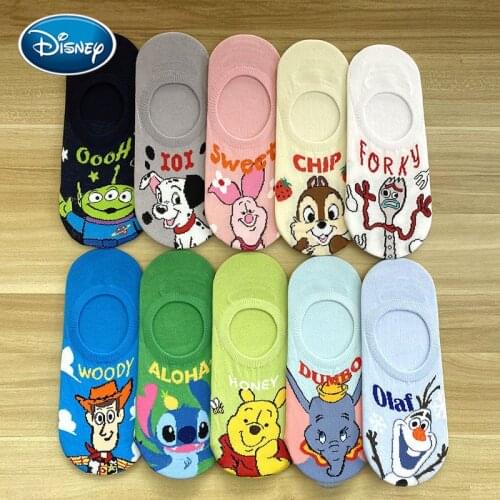 Disney New Women Socks Girl Cute Cartoon Minnie Mickey Cotton Socks New Fashion Soft Cotton Short socks 1Pair 35-40