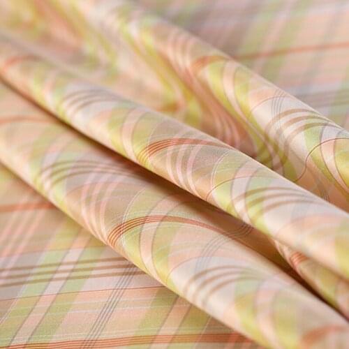 140CM Wide 20MM Check Yarn Dyed Silk Doupion Fabric for Summer Dress Shirt Jacket E1324