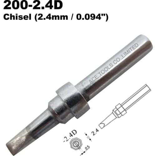 QUICK 200-2.4D Chisel 2.4mm Replacement Soldering Tip Fit 203 203H 204 204H 203D 376(I) 376D(I) 3100 3101 3102 3112 3202 20H-90
