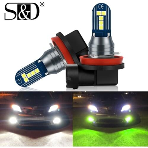 2Pcs H7 H8 H11 LED Green White H10 HB3 HB4 Led Fog Lights 9005 9006 LED Bulb Car Driving Lamp For volkswagen peugeot Ford Lada