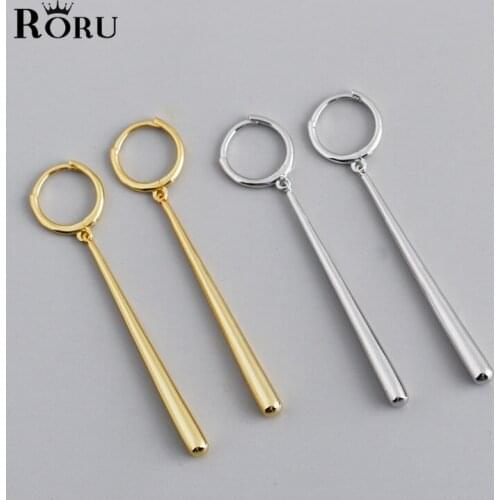 2021 New Long Geometric Drop Earrings 100% 925 Sterling Silver Punk Minimalist for Women Bohemian European Style Jewelry Gift