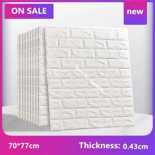 3D Brick Wall Stickers 77*70cm DIY Self Foam Waterproof Decor Wall Covering Wallpaper For TV Background Kids Living Room