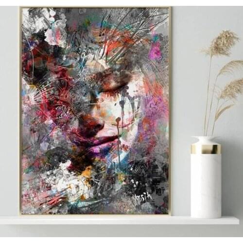 Abstract Girl Wall Paintings Print on Canvas Wall Art Prints Graffiti Art Prints Modern Pop Art Wall Pictures for Home Decore