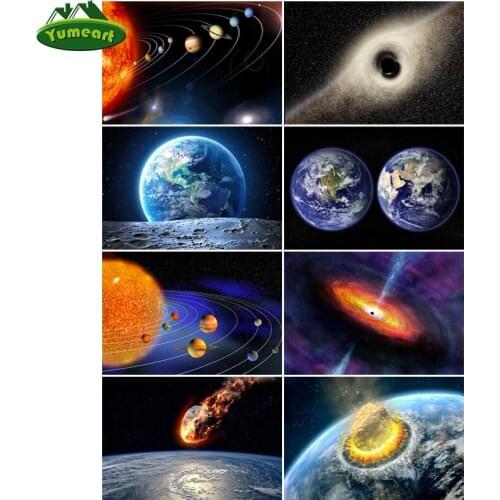 Paint With Diamond Embroidery Space View Diamond Painting By Number Diamond Mosaic Crystal Picture Planet Landscape Home Decor