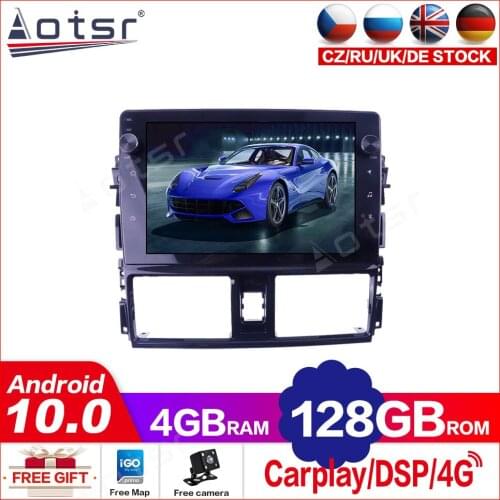 Android 10 Car Radio GPS Player For Toyota Vios Yaris 2013 2014 2015 2016 4G LTE WiFi 360 4*AHD Camera HDMI SPDIF CarPlay WIFI