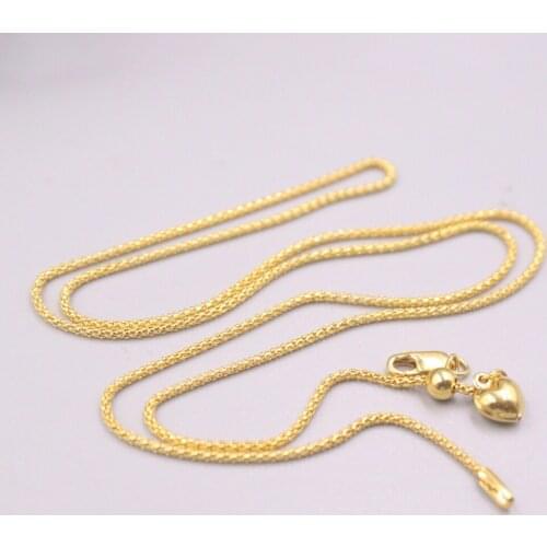 AU750 Pure 18K Yellow Gold Necklace 1.1mm Lantern Popcorn Chain Adjustable Necklace 3.4-3.6g /20inch For Women Gift