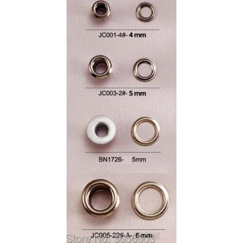 Free shipping 600 sets / lot JY-001 metal brass eyelets with washer 4/5/6mm small round metal grommets nickle color