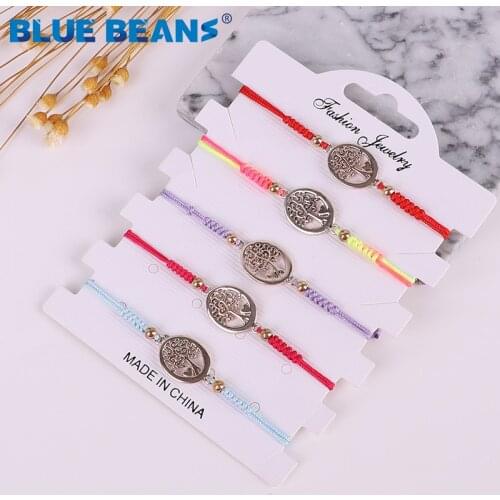 Bracelets for Women tree of Life With Braided Rope Beaded Charms Bohemia red Colorful Bracelets Adjustable heart fashion lucky