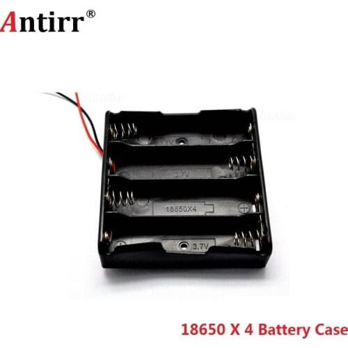 Black 4x 18650 3.7V Battery Storage Box Case 4 Slots Way DIY Mobile Lithium Batteries Power Bank Holder Container With Wire Lead