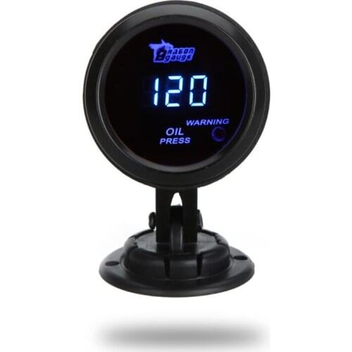Digital Oil Pressure Meter Gauge with Sensor for Auto Car 52mm 2in LCD 0~120PSI Warning Light Black