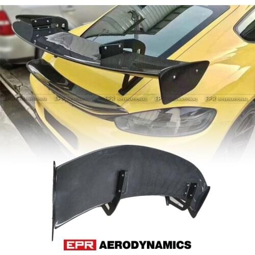 For Porches Cayman 718 987 981 GT4 Type Carbon Fiber Swan Neck GT Spoiler Glossy Finish Rear Trunk Wing Splitter Set Racing Kit