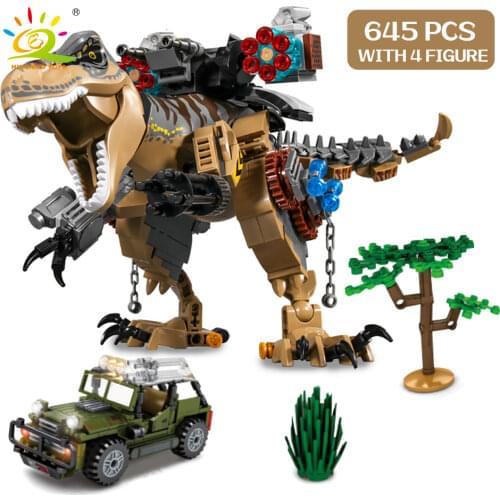 HUIQIBAO TOYS 645pcs Dinosaur Building Blocks for Children Jurassic Tyrannosaurus with 4 Figures City Dragon World Bricks Set
