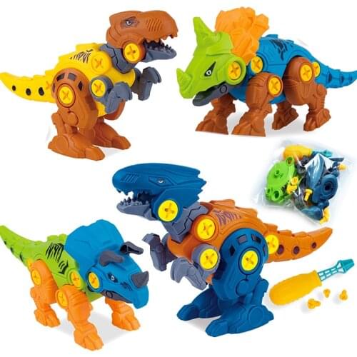 Screw Nut Dinosaur Building Toys Diy Creative Puzzle Tyrannosaurus Velociraptor Construction Block Assemble Educational Kids Toy
