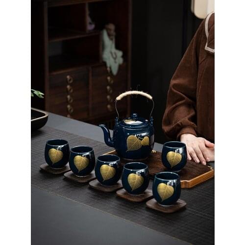 Ceramic tea pot and cup set handmade european english tea cup set of 6 Large lift pot coffee cup set kung fu tea set chinese