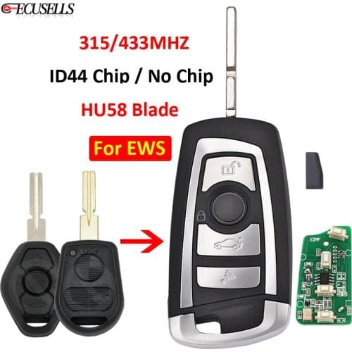 Flip 3 Button Remote Key 315MHZ 433MHZ ID44 PCF7935AA Chip HU58 Blade for BMW EWS 325 330 318 525 530 540 E38 E39 E46 M5 X3 X5