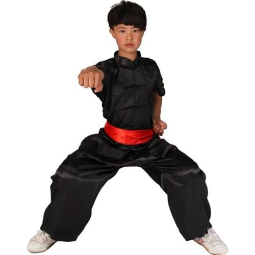 Kids' Unisex South Korea Rayon Kung Fu Suit Uniforms Short Sleeve Martial Art Tai Chi Clothing Morning Exercise Suits