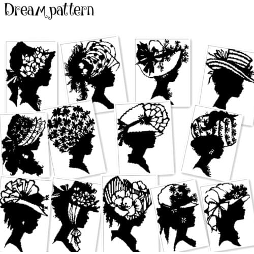 Beauty lady cross stitch package single black 18ct 14ct 11ct white cloth cotton thread embroidery DIY handmade needlework