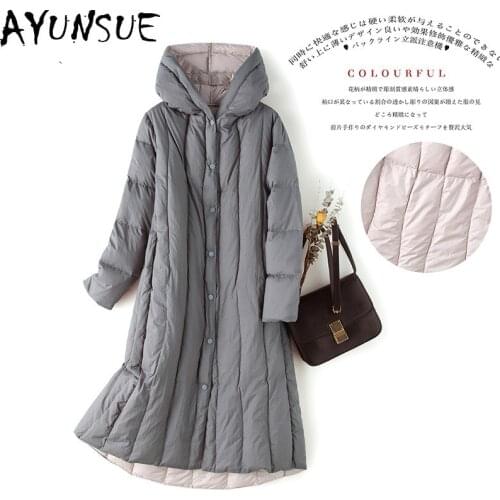 AYUNSUE 2020 Womens Down Jacket Autumn Winter Coat Female Warm Hooded Women Parkas 90% White Duck Down Coats Mujeres Abrigos