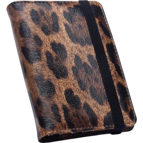 Leopard pu leather bandage passport holder bag travel ID credit ticket Built in RFID Blocking Protect personal information