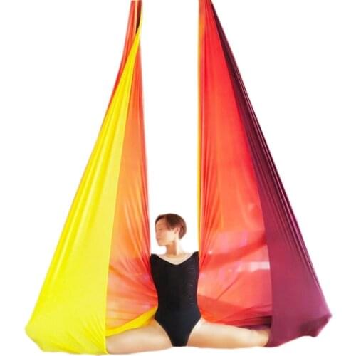 Multicolour Color gradient Aerial Anti-gravity Yoga hammock Swing Flying Yoga Bed cloth material gorgeous color flying color