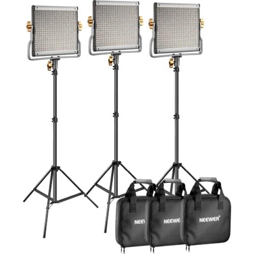 Neewer 3 Packs Dimmable Bi-color 480 LED Video Light and Stand Lighting Kit for YouTube Studio Photography, Video