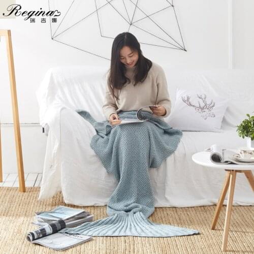 REGINA Brand Super Soft Mermaid Tail Blanket All Season Children Adult Casual Blanket For Sofa Bed Air Conditioner Knit Blanket