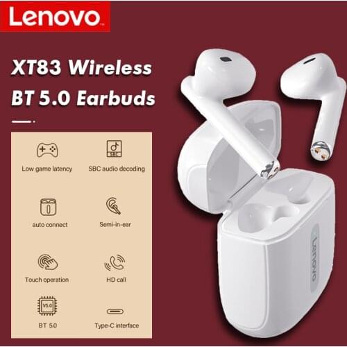 Original Lenovo XT83 Wireless BT Headphones Stereo Touch Control Sports Earbuds with 300mAh Charging Case True Wireless Earphone
