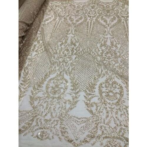 Special french net embroidered lace fabric Z-han111678 with glitter for party dress top sale glued glitter lace fabric
