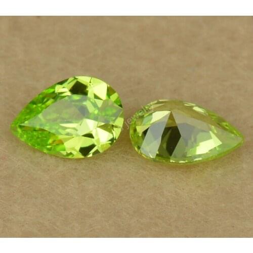Sale 2*3~13*18mm Teardrop Pear Shape Cut Loose CZ Gems Beads Apple Green Color Lab Created Cubic Zirconia Stone For Pendant