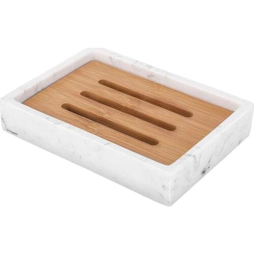 Soap Dish Tray,Resin Soap Dish,Bamboo Soap Bar Holder Box for Shower Kitchen Sink,Double Layer Draining Soap Container,Soap Case