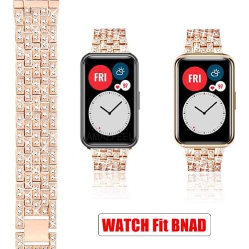 Band For Huawei Watch fit Strap Accessories Belt Luxury Diamond Stainless Steel Metal Bracelet Huawei Watch Fit Band
