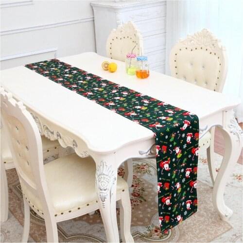 MCAO Christmas Decorations Santa Table Runner Red Green Coffee Table Restaurant Desktop Tablecloth JF95-1