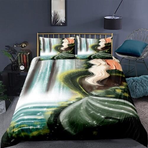 Mermaid Printed 3D Cartoon Bedding Set Home Textiles 2/3 Pcs Duvet Cover Pillowcase Single Twin Double Queen King Quilt Cover