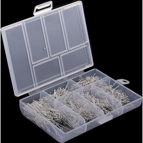 Pack 800-900 Boxed Head Pins Findings Open Eye Pins for Jewelry Making DIY Jewelry Accessories Silver Colors