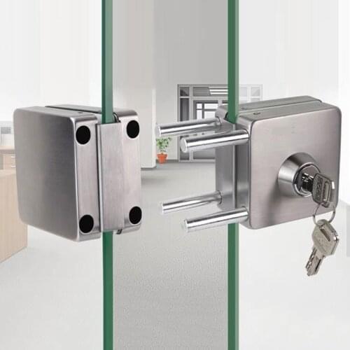 Stainless Steel 10-12mm Glass Door Lock Double Sides Open No Drilling Gate Lock TB Sale